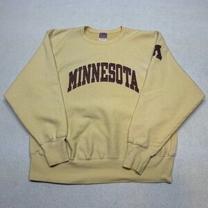 VTG Champion Reverse Weave Minnesota Gophers Sweatshirt Crewneck XL Yellow Y2K
